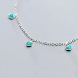 925 Sterling Silver Pink Green Heart Pendant Bracelet Romantic Jewelry