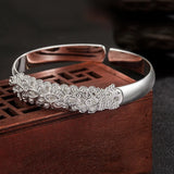 Sterling Silver Ethnic Style Peacock Cuff Bracelet