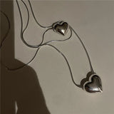 925 Silver Heart Pendant Necklace Snake Chain Choker Wedding Jewelry