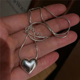 925 Silver Heart Pendant Necklace Snake Chain Choker Wedding Jewelry