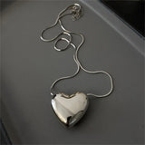 925 Silver Heart Pendant Necklace Snake Chain Choker Wedding Jewelry