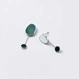 Green Geometric Stud Earrings 925 Sterling Silver Fine Jewelry