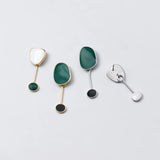 Green Geometric Stud Earrings 925 Sterling Silver Fine Jewelry