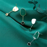 Green Geometric Stud Earrings 925 Sterling Silver Fine Jewelry