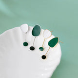 Green Geometric Stud Earrings 925 Sterling Silver Fine Jewelry