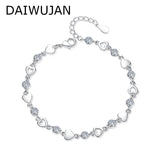 Sterling Silver Zircon Heart Bracelet for Women Wedding Jewelry