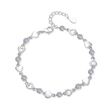 Sterling Silver Zircon Heart Bracelet for Women Wedding Jewelry