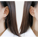 DAIWUJAN Silver Zircon Clip on Earrings for Women Girl Wave Tassel Ear Cuff