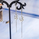 DAIWUJAN Silver Zircon Clip on Earrings for Women Girl Wave Tassel Ear Cuff