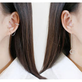 DAIWUJAN Silver Zircon Clip on Earrings for Women Girl Wave Tassel Ear Cuff