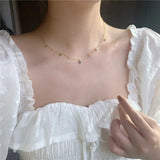 Silver Water Drop Zircon Choker Necklace Green Crystal Clavicle Chain