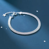 925 Silver Beaded Chain Bracelets Star Charm Fashion Party Jewelry