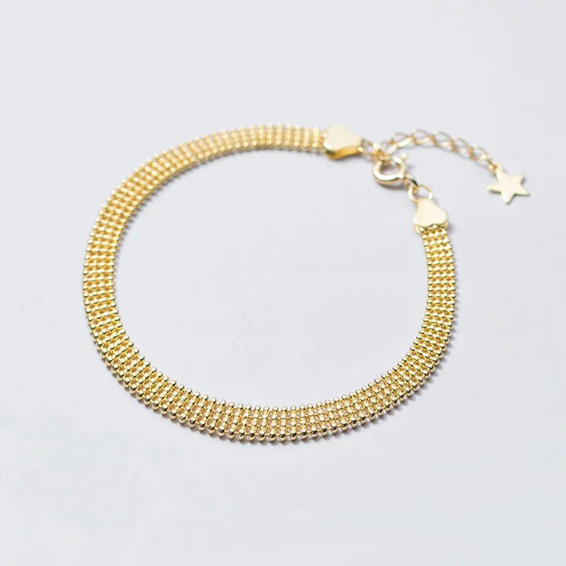 925 Silver Beaded Chain Bracelets Star Charm Fashion Party Jewelry