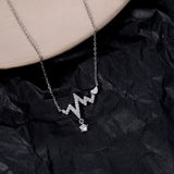 Silver Plated Heartbeat Necklace Women's Clavicle Chain Heart Choker