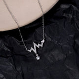 Silver Plated Heartbeat Necklace Women's Clavicle Chain Heart Choker