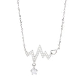 Silver Plated Heartbeat Necklace Women's Clavicle Chain Heart Choker