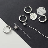 Summer Zircon Star Tassel Silver Earrings Women Punk Round Bead Hoop Jewelry