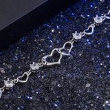 925 Silver Heart Charm Bracelet Romantic Hollow Design for Women