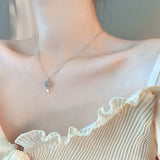 Silver Strawberry Crystal Pendant Necklace For Women Students Charm Jewelry