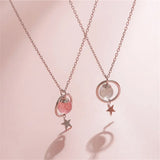 Silver Strawberry Crystal Pendant Necklace For Women Students Charm Jewelry