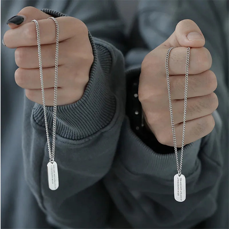 Vintage Silver Plated Pendant Necklace Hiphop Alphabet Couple Casual Jewelry
