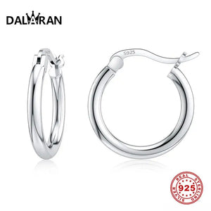 DALARAN 925 Sterling Silver Small Hoop Earrings Round Circle Loop Ear Ring