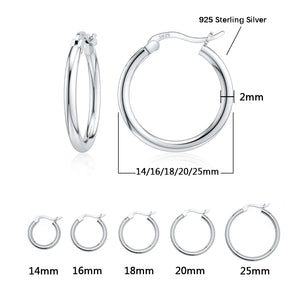 DALARAN 925 Sterling Silver Small Hoop Earrings Round Circle Loop Ear Ring