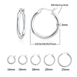 DALARAN 925 Sterling Silver Small Hoop Earrings Round Circle Loop Ear Ring