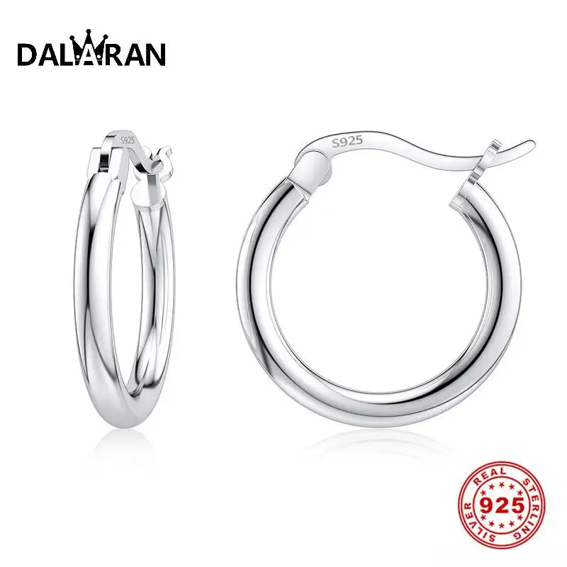 DALARAN 925 Sterling Silver Small Hoop Earrings Round Circle Loop Ear Ring