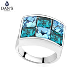 DAN'S ELEMENT Blue Crystal Geometric Ring for Women