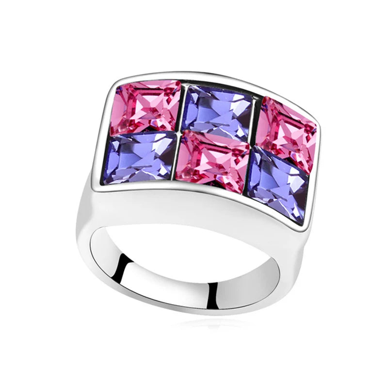 DAN'S ELEMENT Blue Crystal Geometric Ring for Women