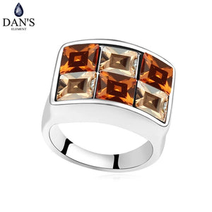 DAN'S ELEMENT Geometric Ring with Real Austrian Crystals in Yellow
