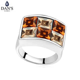 DAN'S ELEMENT Geometric Ring with Real Austrian Crystals in Yellow