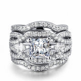 Classic Marquise CZ 3 Rings Set Silver Wedding Jewelry DER643