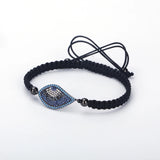 Pave CZ Evil Eye Hand-woven Bracelet for Women