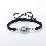 Pave CZ Evil Eye Hand-woven Bracelet for Women