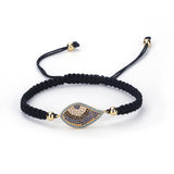 Pave CZ Evil Eye Hand-woven Bracelet for Women