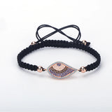 Pave CZ Evil Eye Hand-woven Bracelet for Women
