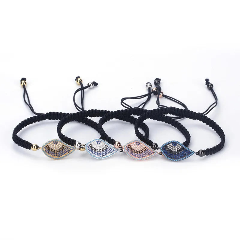 Pave CZ Evil Eye Hand-woven Bracelet for Women