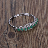 Women Green Stone Zircon Charm Bracelet Bangle - Party Jewelry Gift