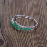 Women Green Stone Zircon Charm Bracelet Bangle - Party Jewelry Gift