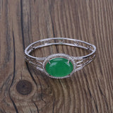 Women Green Stone Zircon Charm Bracelet Bangle - Party Jewelry Gift