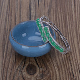 Women Green Stone Zircon Charm Bracelet Bangle - Party Jewelry Gift
