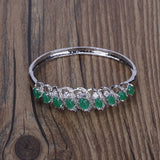 Women Green Stone Zircon Charm Bracelet Bangle - Party Jewelry Gift