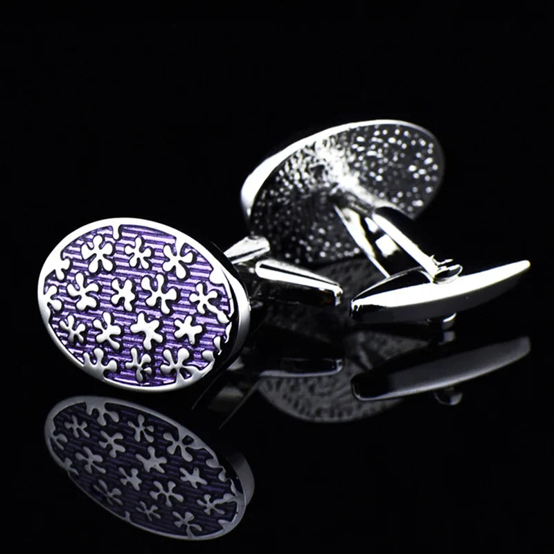 Purple Enamel Men's Cufflinks for Wedding Gift