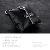 Men's Lord's Prayer Cross Pendant Christian Necklace Stainless Steel Chain