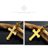 Men's Lord's Prayer Cross Pendant Christian Necklace Stainless Steel Chain