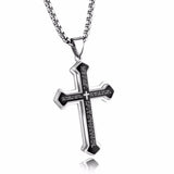 Men's Lord's Prayer Cross Pendant Christian Necklace Stainless Steel Chain