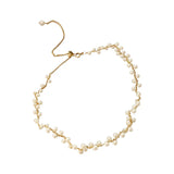 DAVINI Choker Pearl Necklace Flower Beaded Chains Necklace