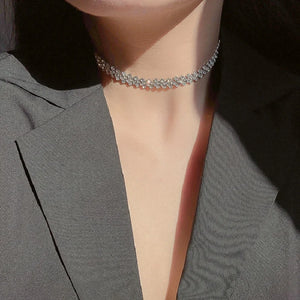 DAVINI Crystal Choker Necklace Silver Chain Gothic Chokers Necklaces Jewelry